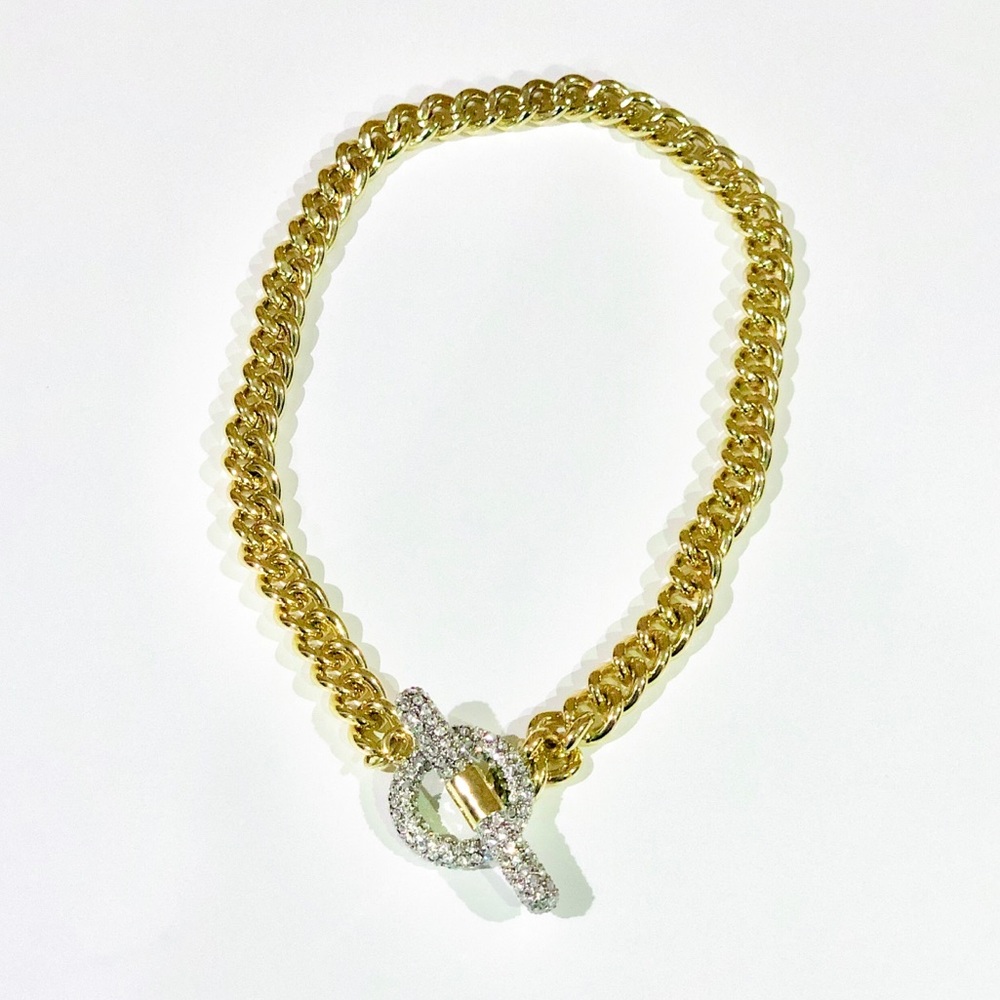 Park Lane Gold Chain Link Pave Clasp Necklace